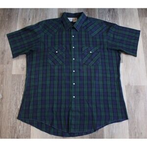 Western Frontier Men's Plaid Pearl Snap Western Shirt Size XL Short Sleeve
